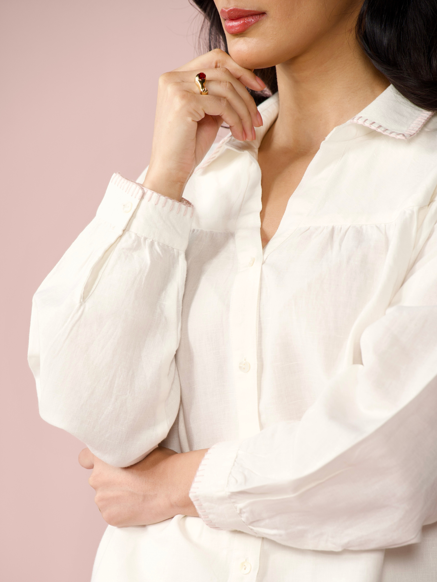 Premium Linen Co-ord Set in Vanilla