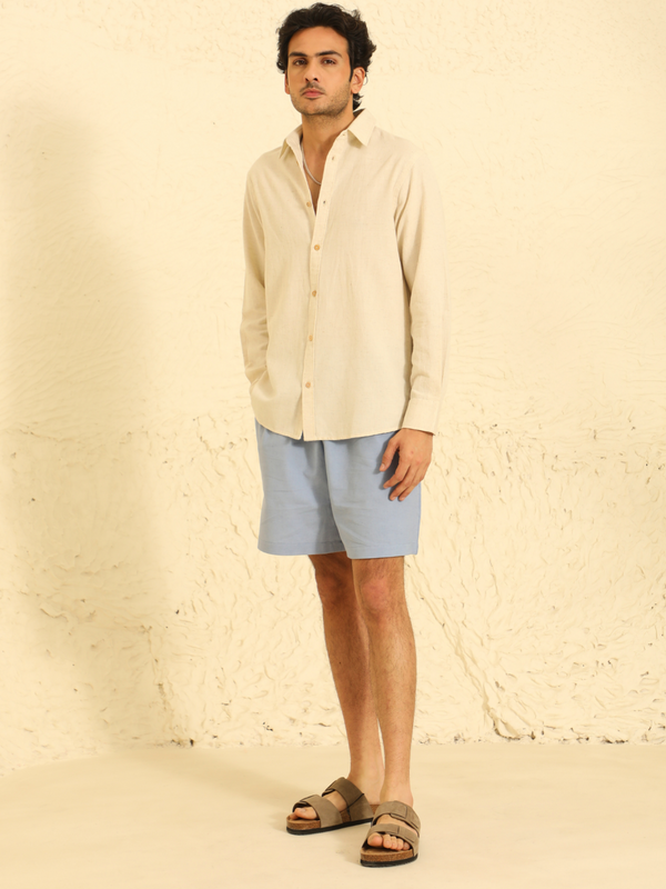 Full Sleeves Linen Shirt in Natural