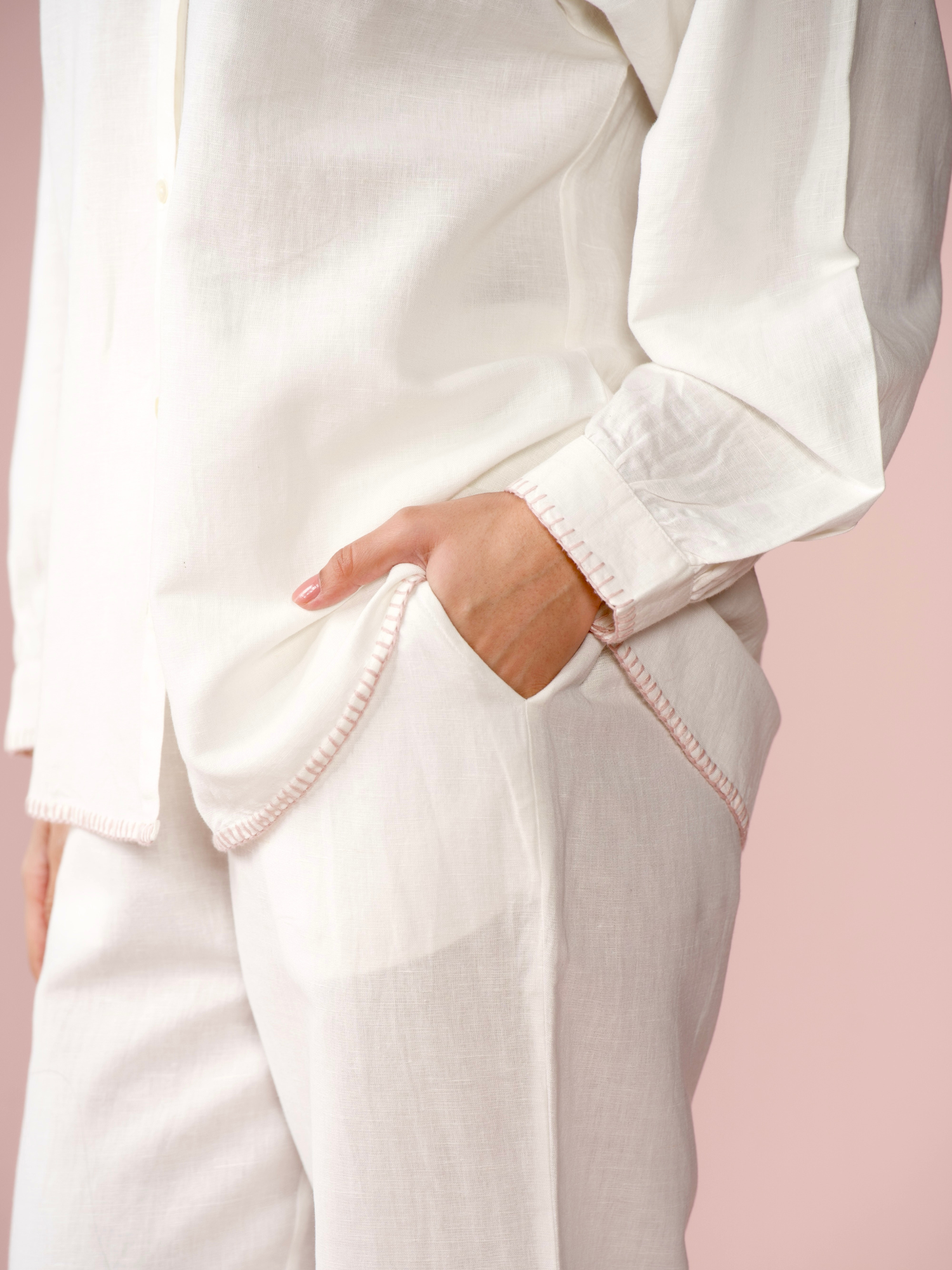 Premium Linen Co-ord Set in Vanilla