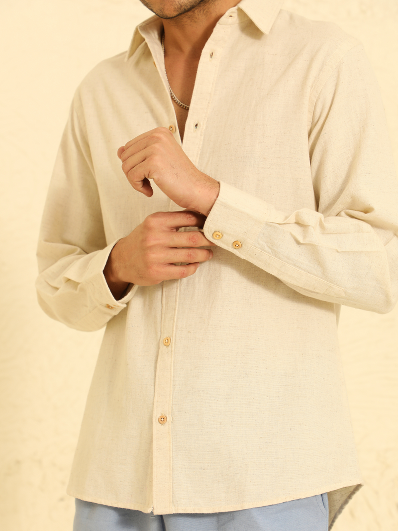 Full Sleeves Linen Shirt in Natural