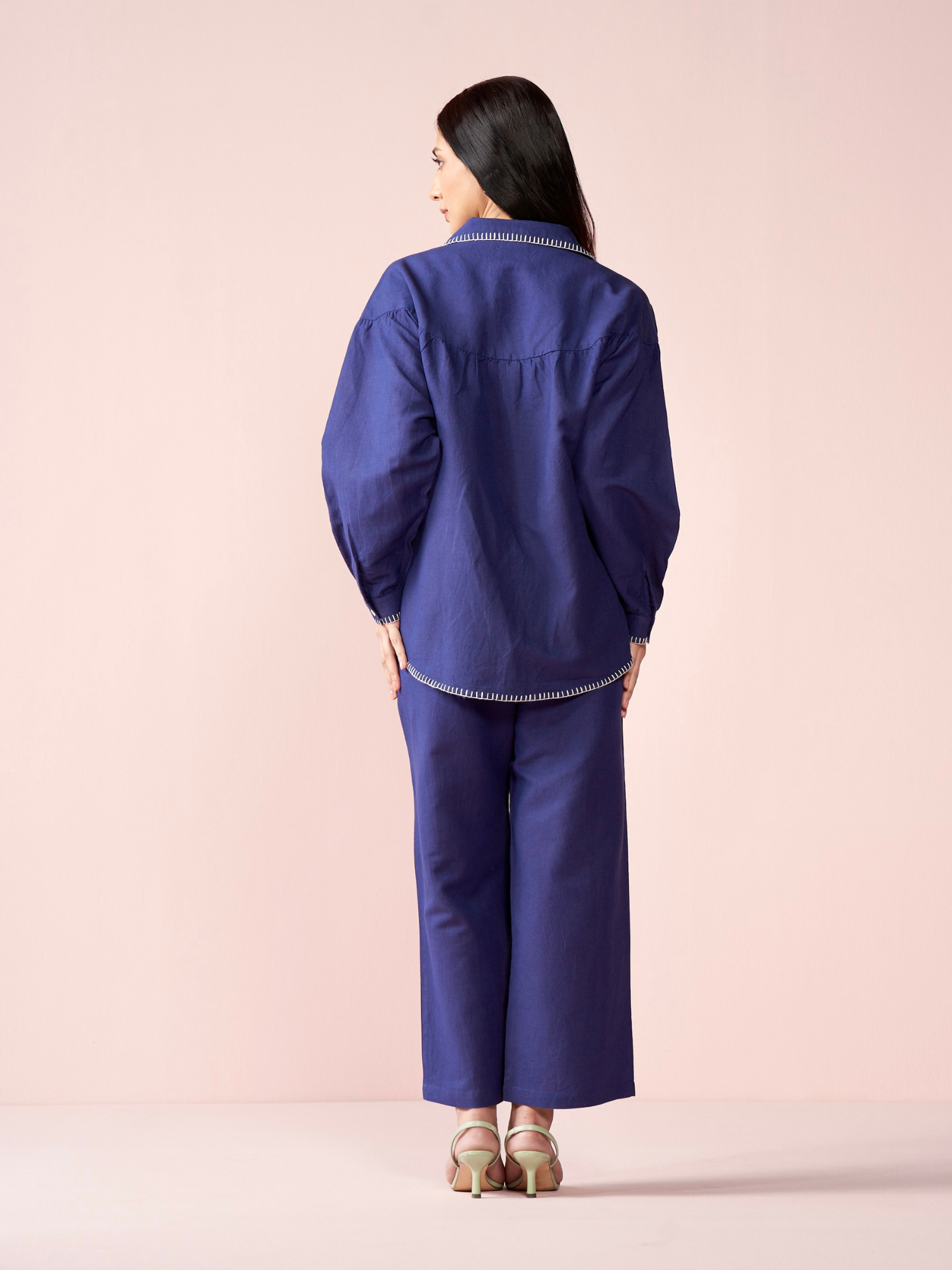 Premium Linen Co-ord Set in Navy Blue