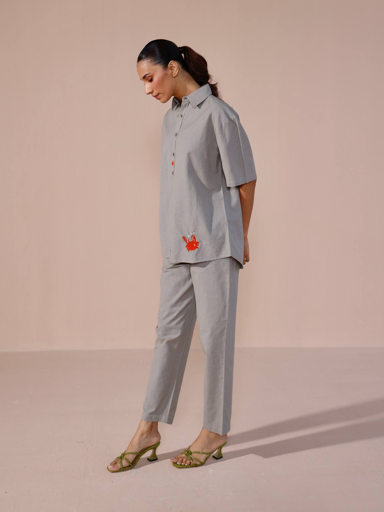 Linen Blend Pants in Stone Grey