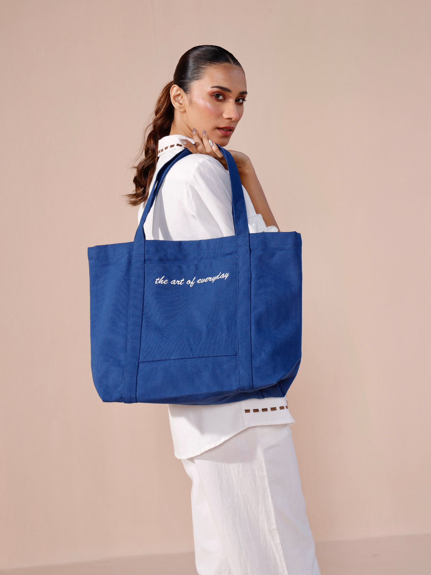 The Art of Everyday Tote Bag in Navy Blue