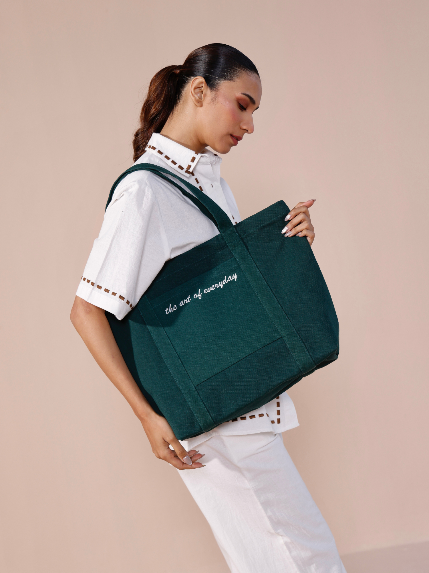 The Art of Everyday Tote Bag in Forest Green