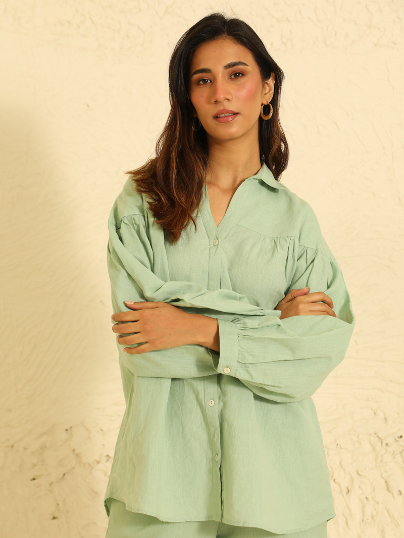 Premium Linen Co-ord Set in Sage Green