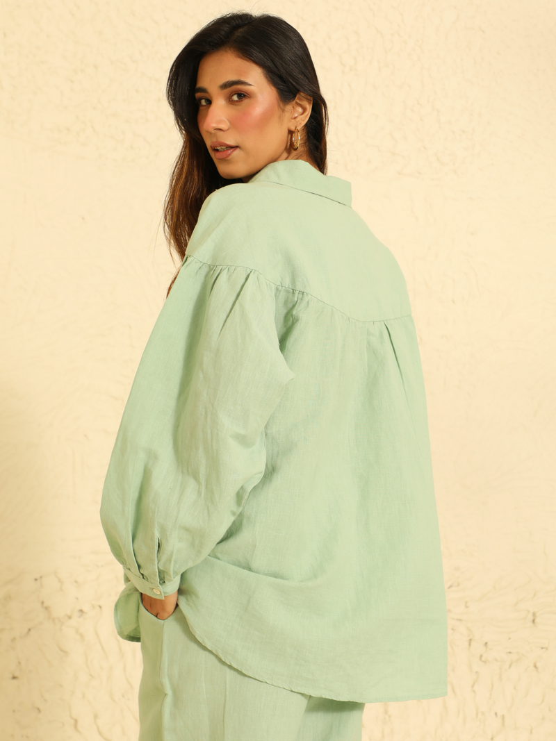 The Aqua Lemon Fasana Gauze Linen Co-ord Set