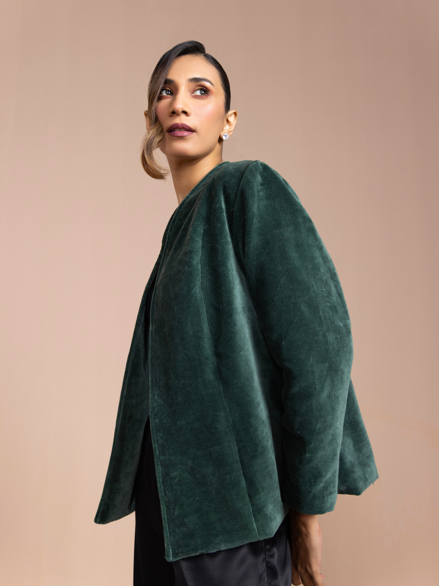 luxe minimalist velvet coat women
