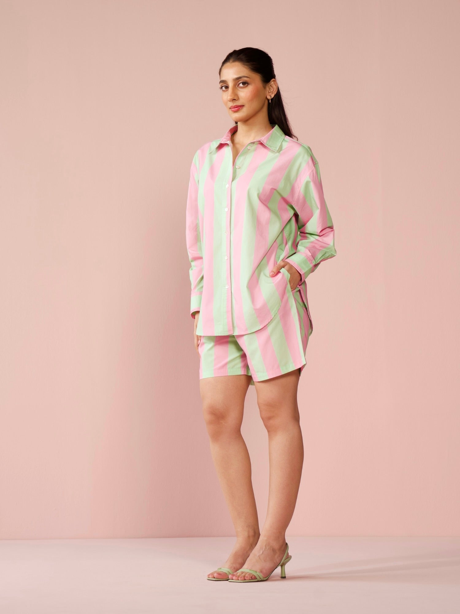 Gelato Poplin Striped Co-ord Set with Shorts