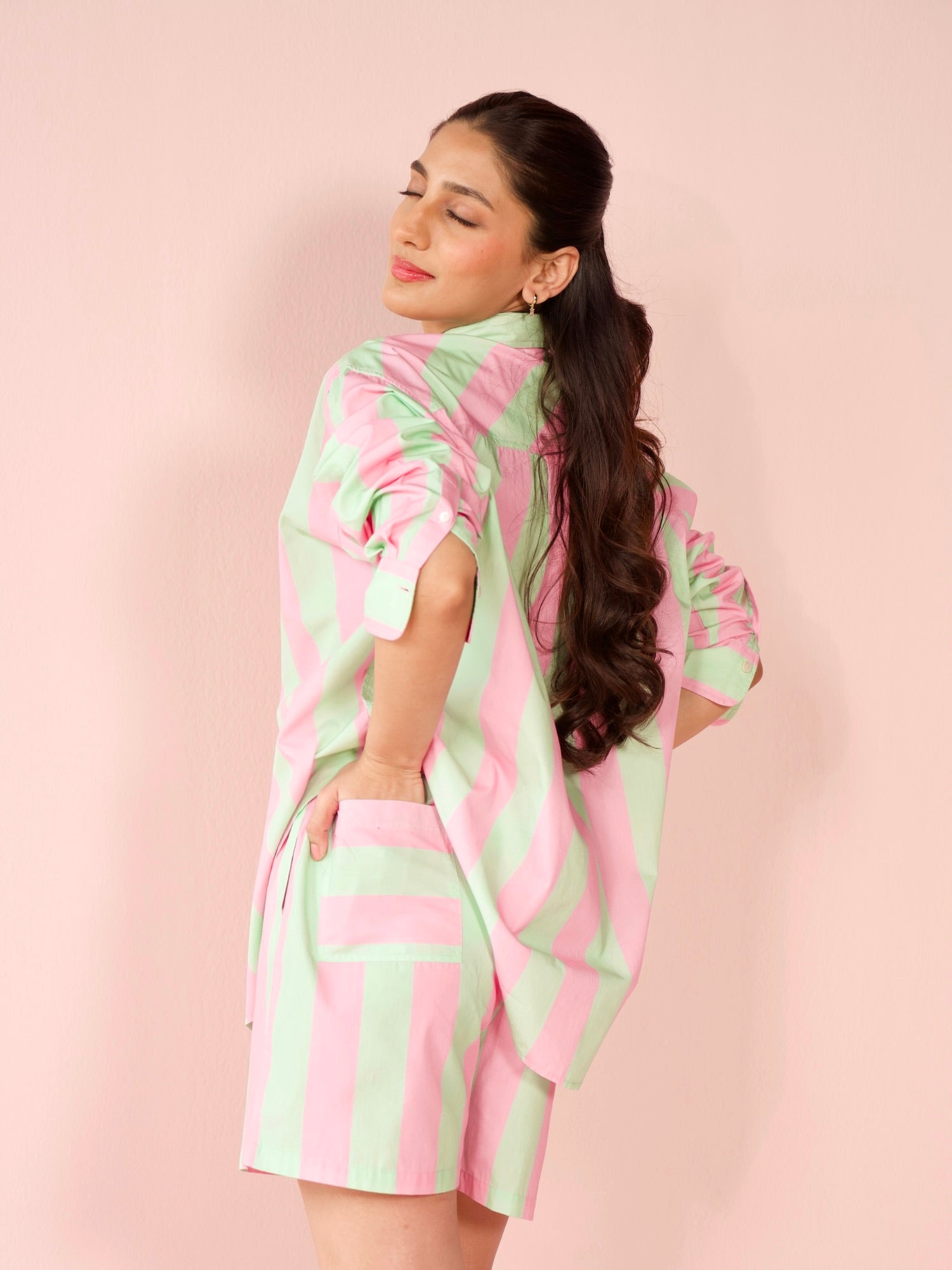 Gelato Poplin Striped Co-ord Set with Shorts