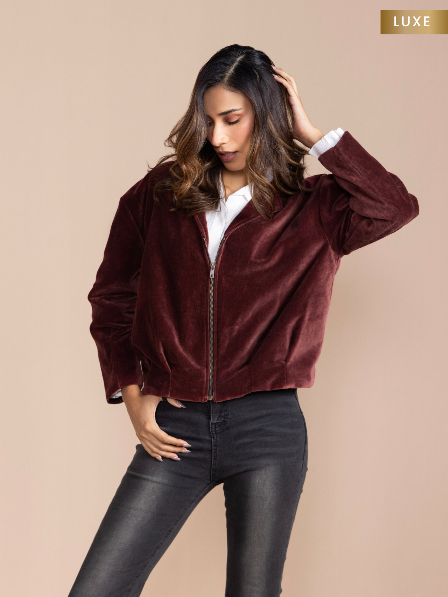 Premium velvet bomber for women