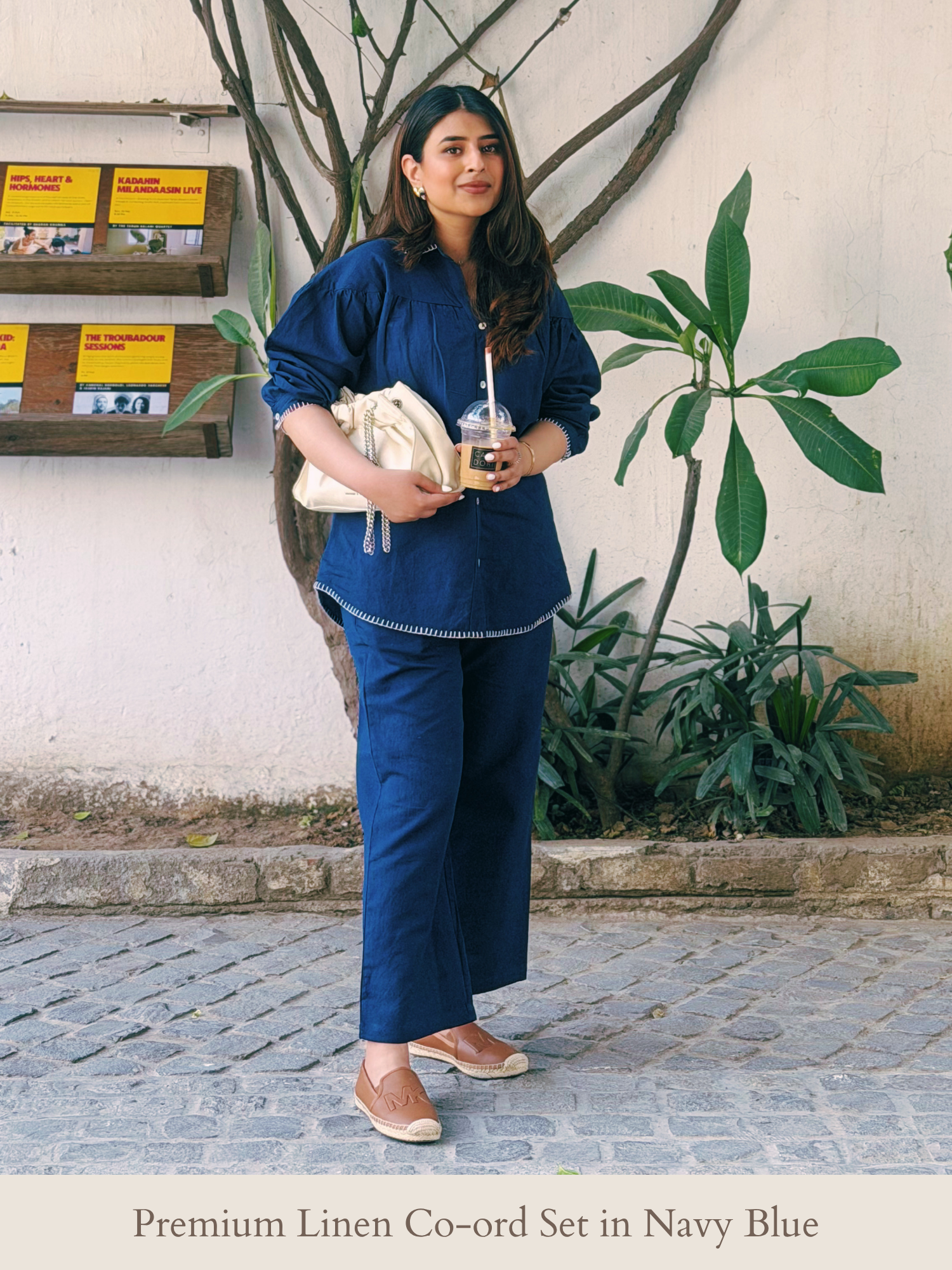 Premium Linen Co-ord Set in Navy Blue