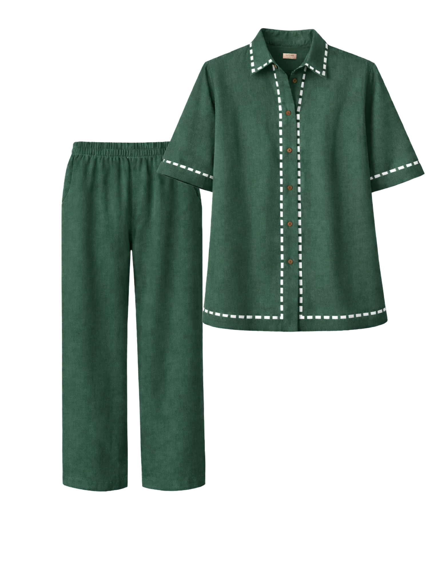 Escape Linen Co-ord Set with Pants in Forest Green