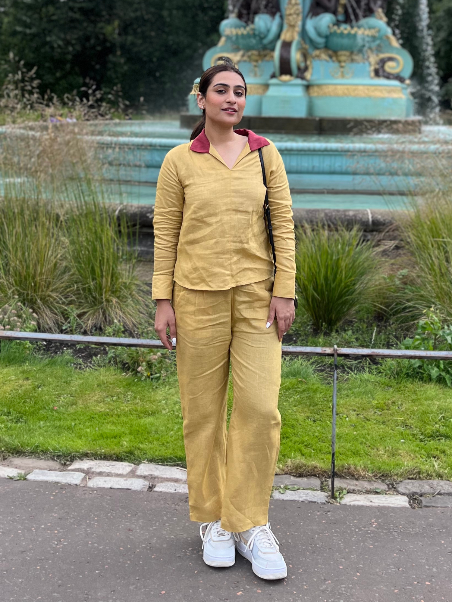 Barfi Pure Linen Co-ord Set in Caramel