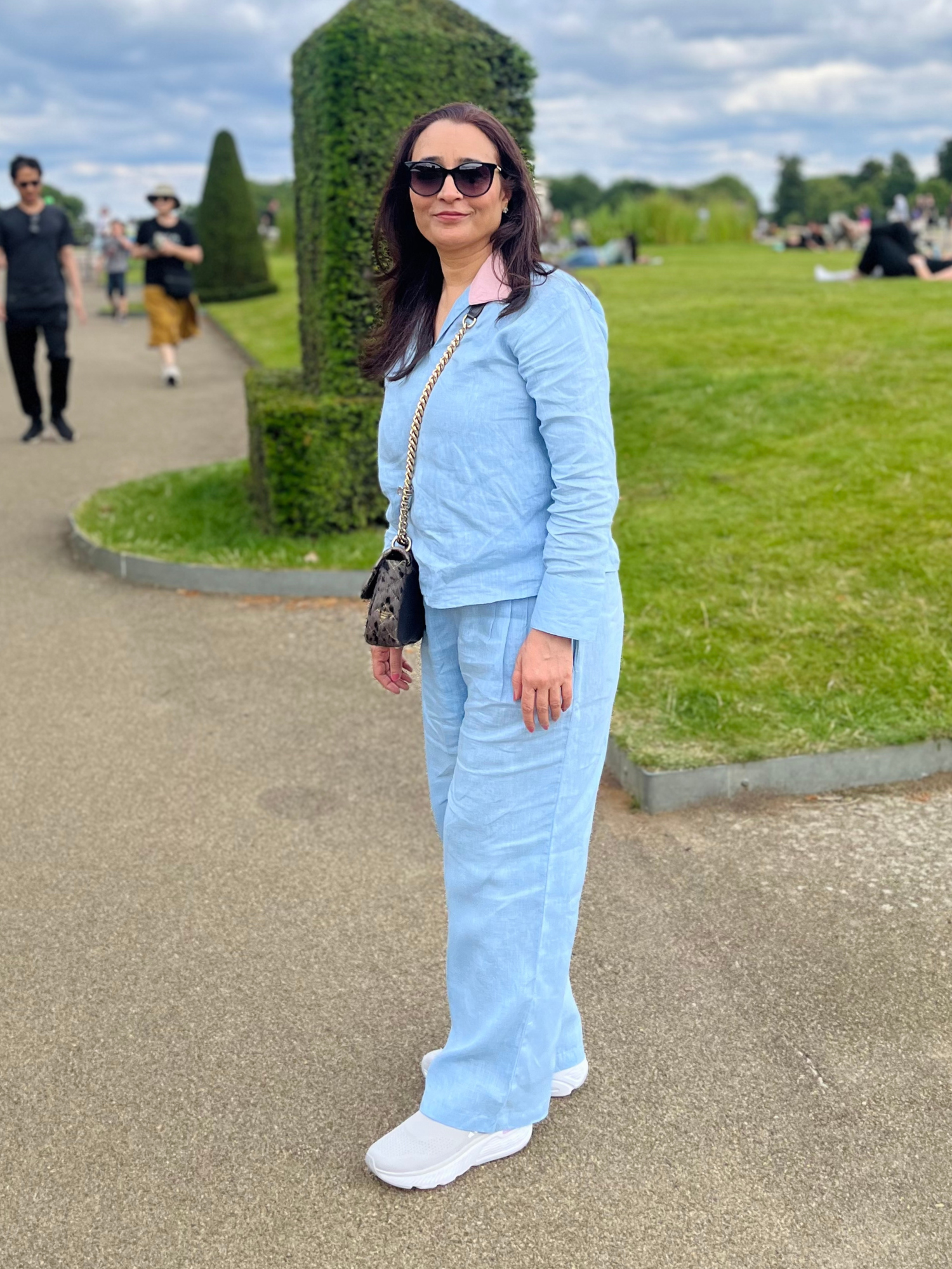 Barfi Pure Linen Co-ord Set in Powder Blue