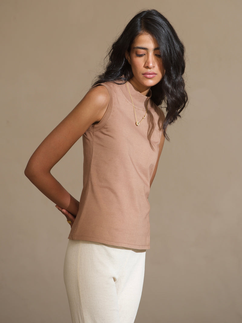 Pure Cotton brown tank top women 