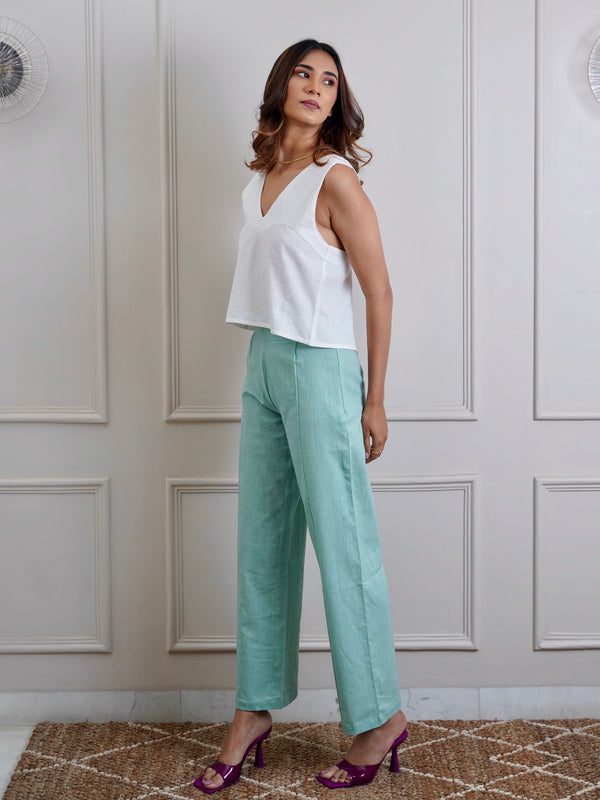 breezy silhouette elevated green pants for women