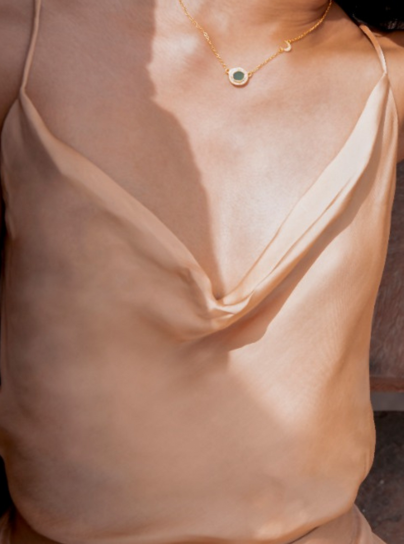beige satin camisole for women