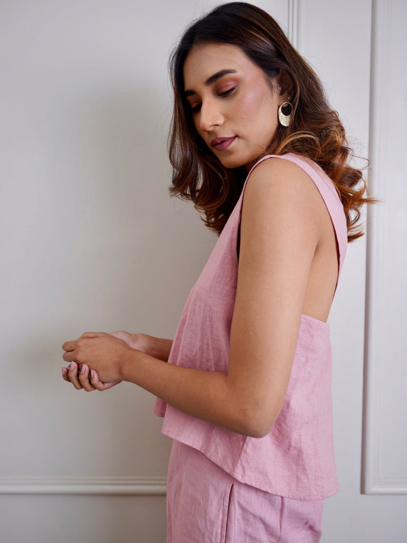 Rachel Cross Back Top with Shorts in Rose