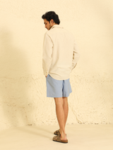 Mens Pure Cotton Linen Shorts in Powder Blue