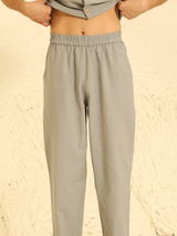 Mens Linen Coord Set in Stone Grey